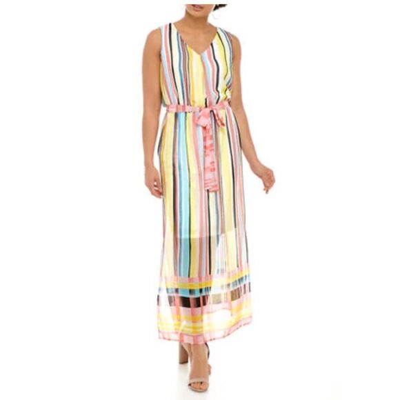 Nine West Dresses & Skirts - Nine West Sleeveless Printed Chiffon Maxi Dress